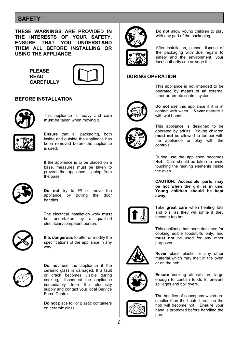 Safety | Tricity Bendix SE550 User Manual | Page 6 / 32
