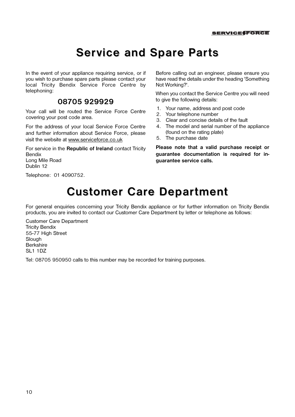 Tricity Bendix TB 60 L User Manual | Page 10 / 16