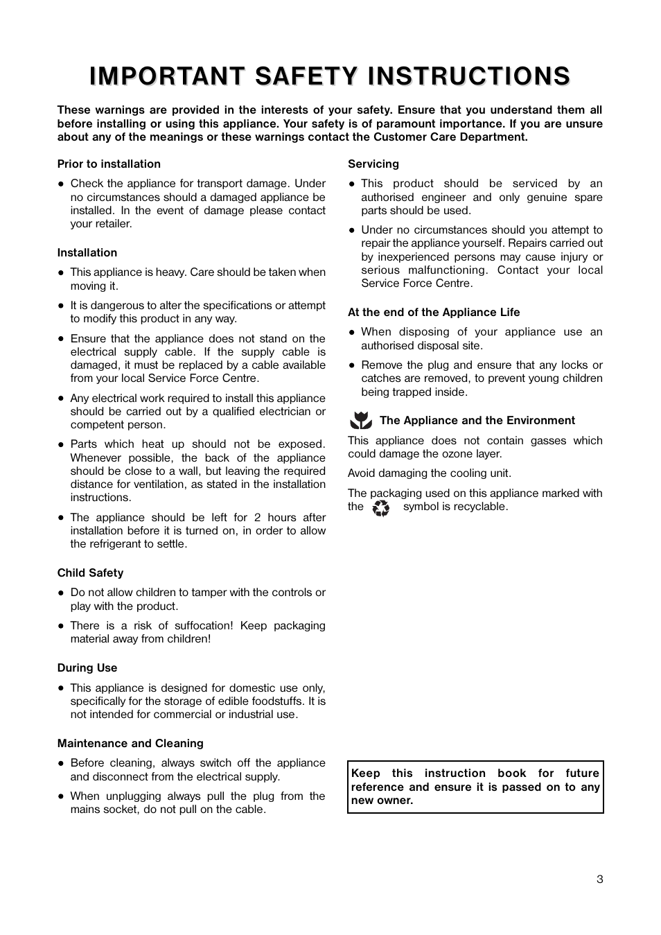 Impor | Tricity Bendix TB 60 L User Manual | Page 3 / 16
