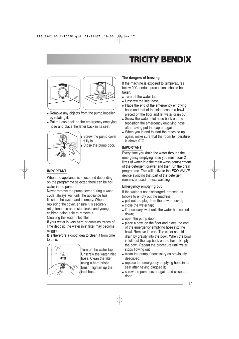 Tricity Bendix AW1002 W User Manual | Page 17 / 32