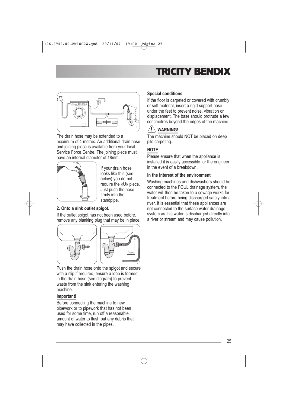 Tricity Bendix AW1002 W User Manual | Page 25 / 32