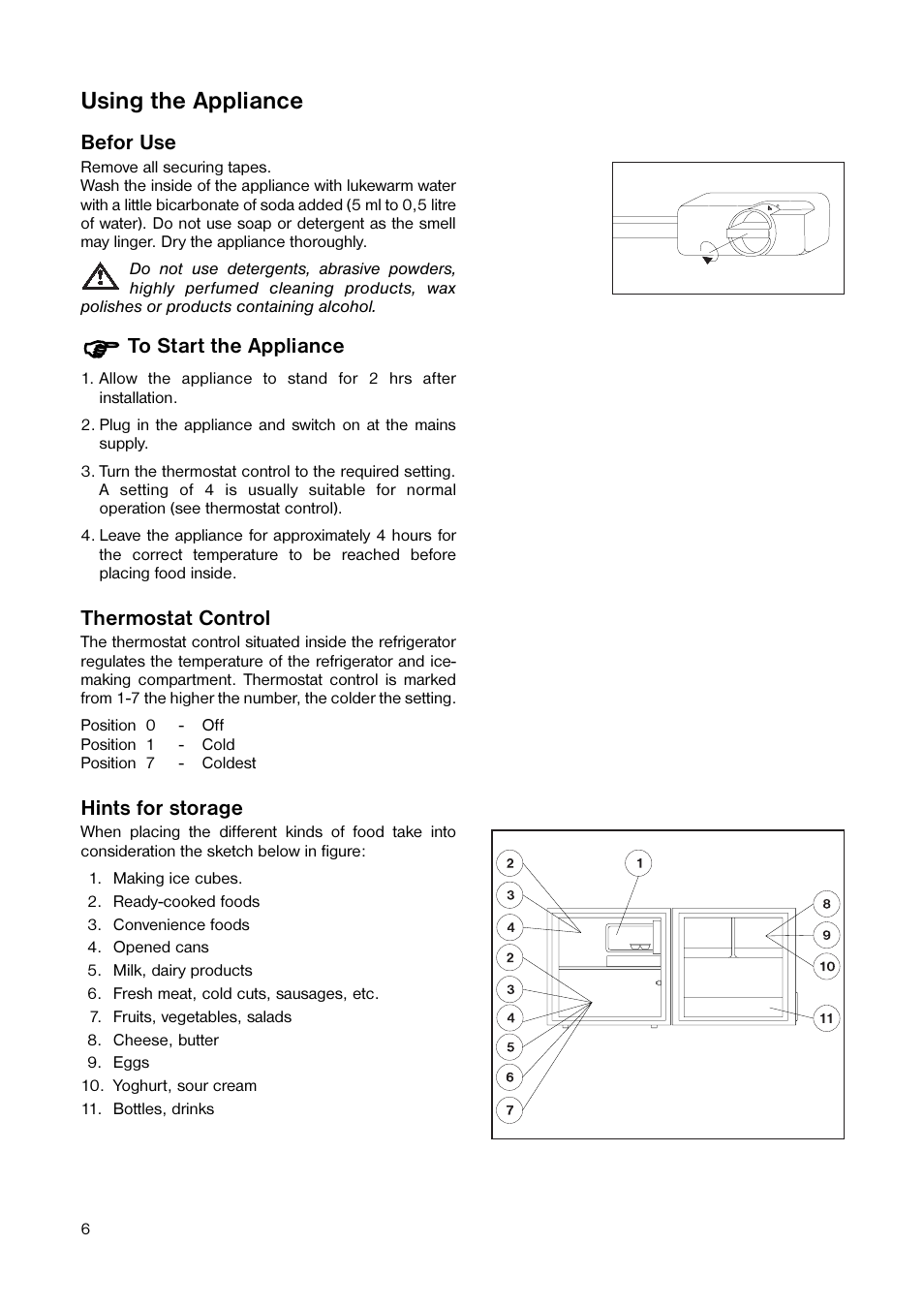 Using the appliance | Tricity Bendix TB 25 TR User Manual | Page 6 / 16