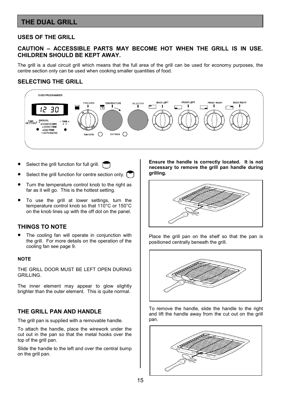 The dual grill | Tricity Bendix CSIE452 User Manual | Page 15 / 32