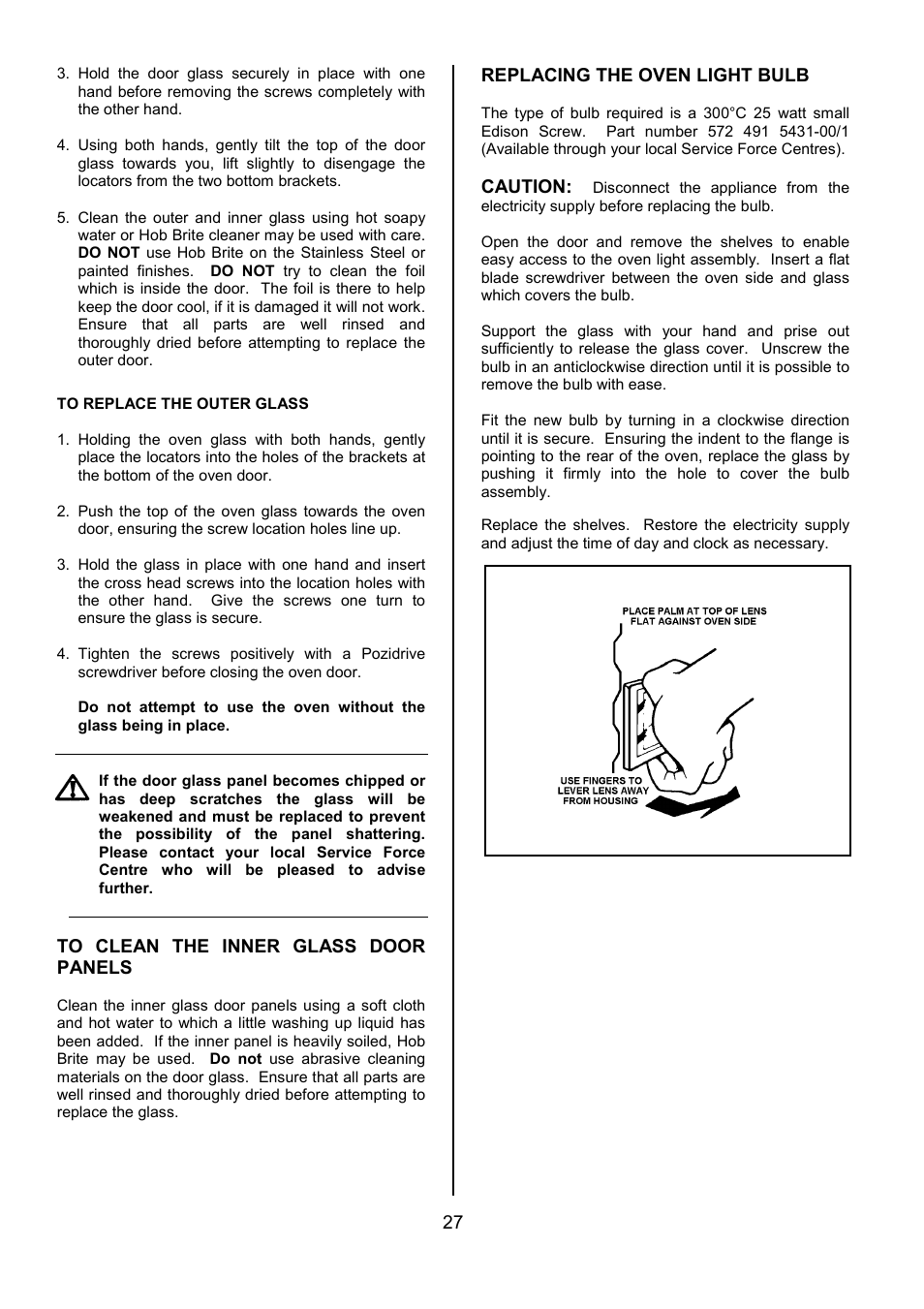 Tricity Bendix CSIE452 User Manual | Page 27 / 32