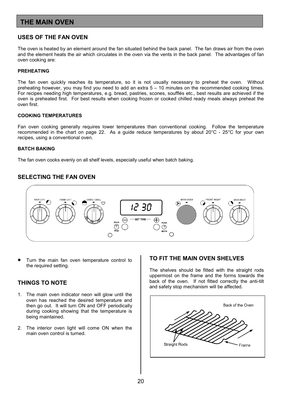 The main oven | Tricity Bendix SE553 User Manual | Page 20 / 32
