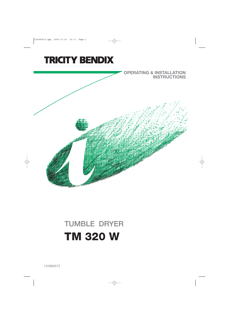 Tricity Bendix TM 320 W User Manual | 16 pages