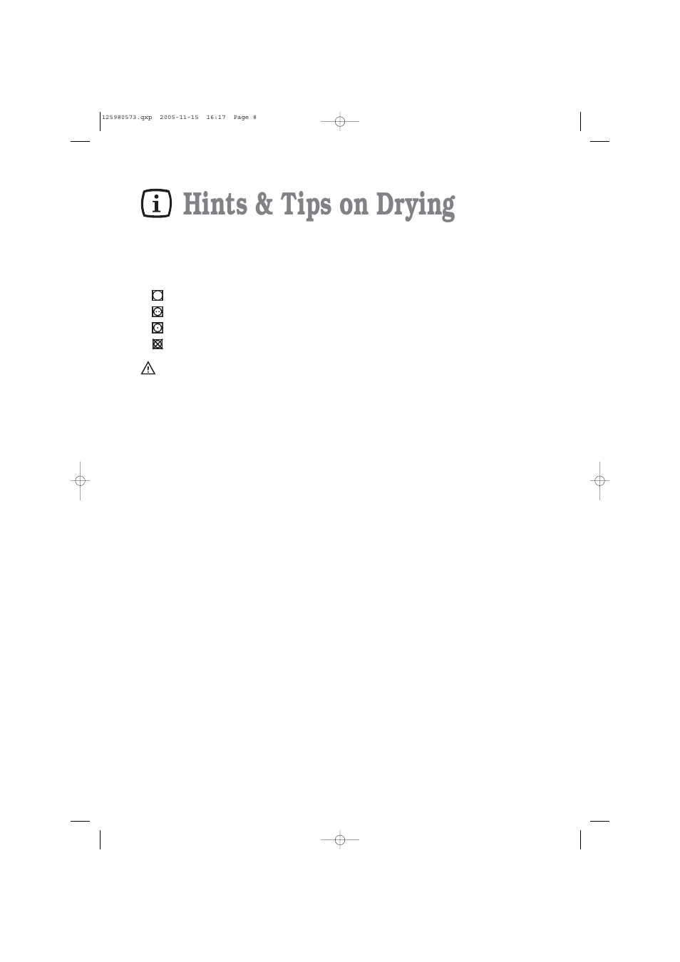 Hints & tips on drying | Tricity Bendix TM 320 W User Manual | Page 8 / 16