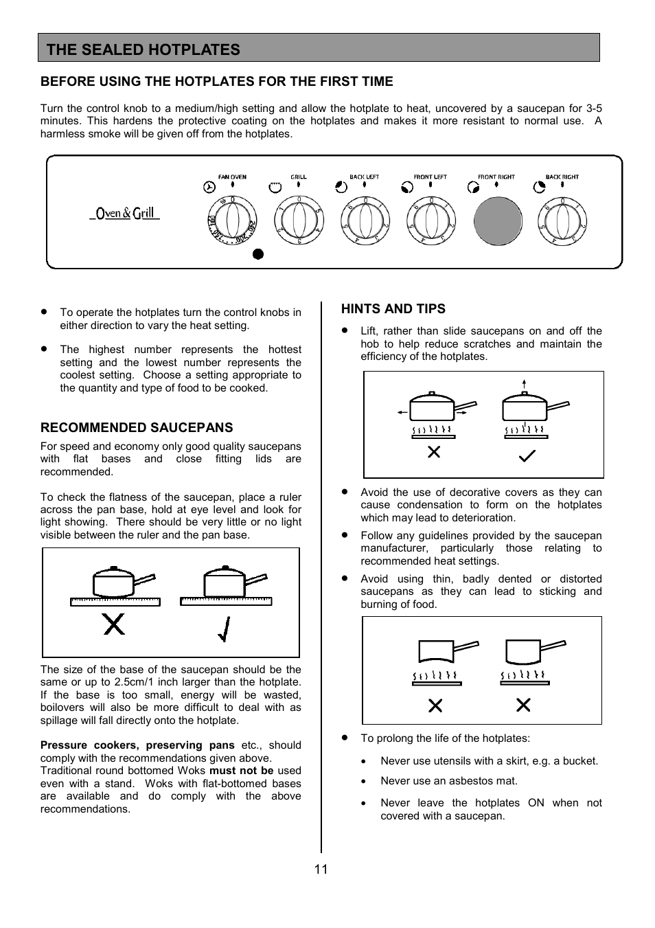 The sealed hotplates | Tricity Bendix CSE327 User Manual | Page 11 / 28