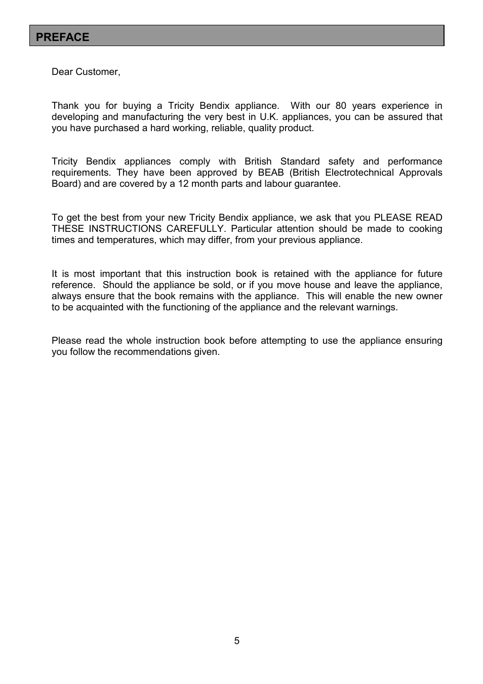 Tricity Bendix CSE327 User Manual | Page 5 / 28