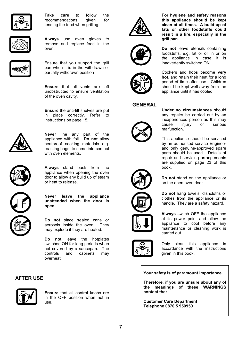 After use, General | Tricity Bendix CSE327 User Manual | Page 7 / 28