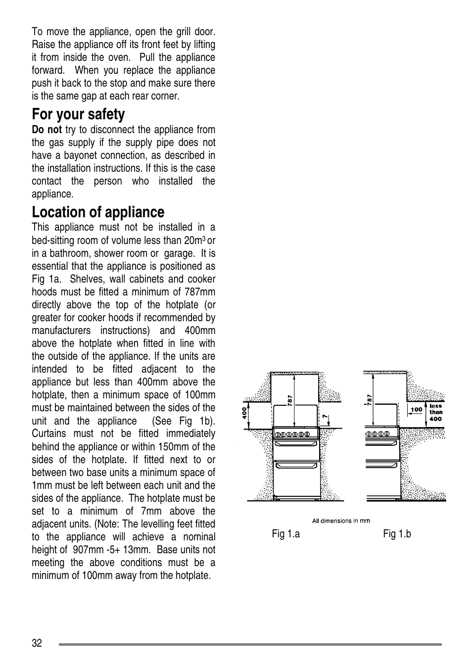 For your safety, Location of appliance | Tricity Bendix SG552D User Manual | Page 32 / 36