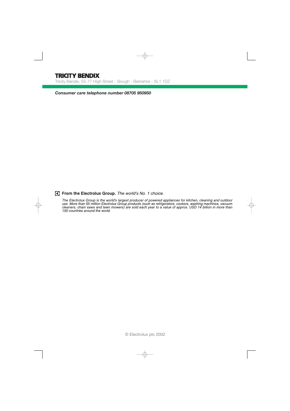 Tricity Bendix TM 220 W User Manual | Page 12 / 12