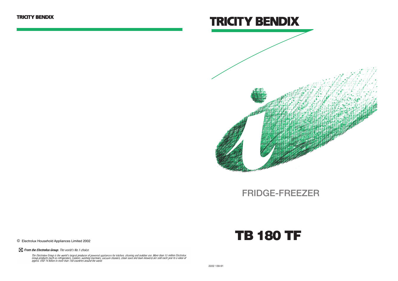 Tb 180 tf, Fridge-freezer | Tricity Bendix TB 180 TF User Manual | Page 20 / 20