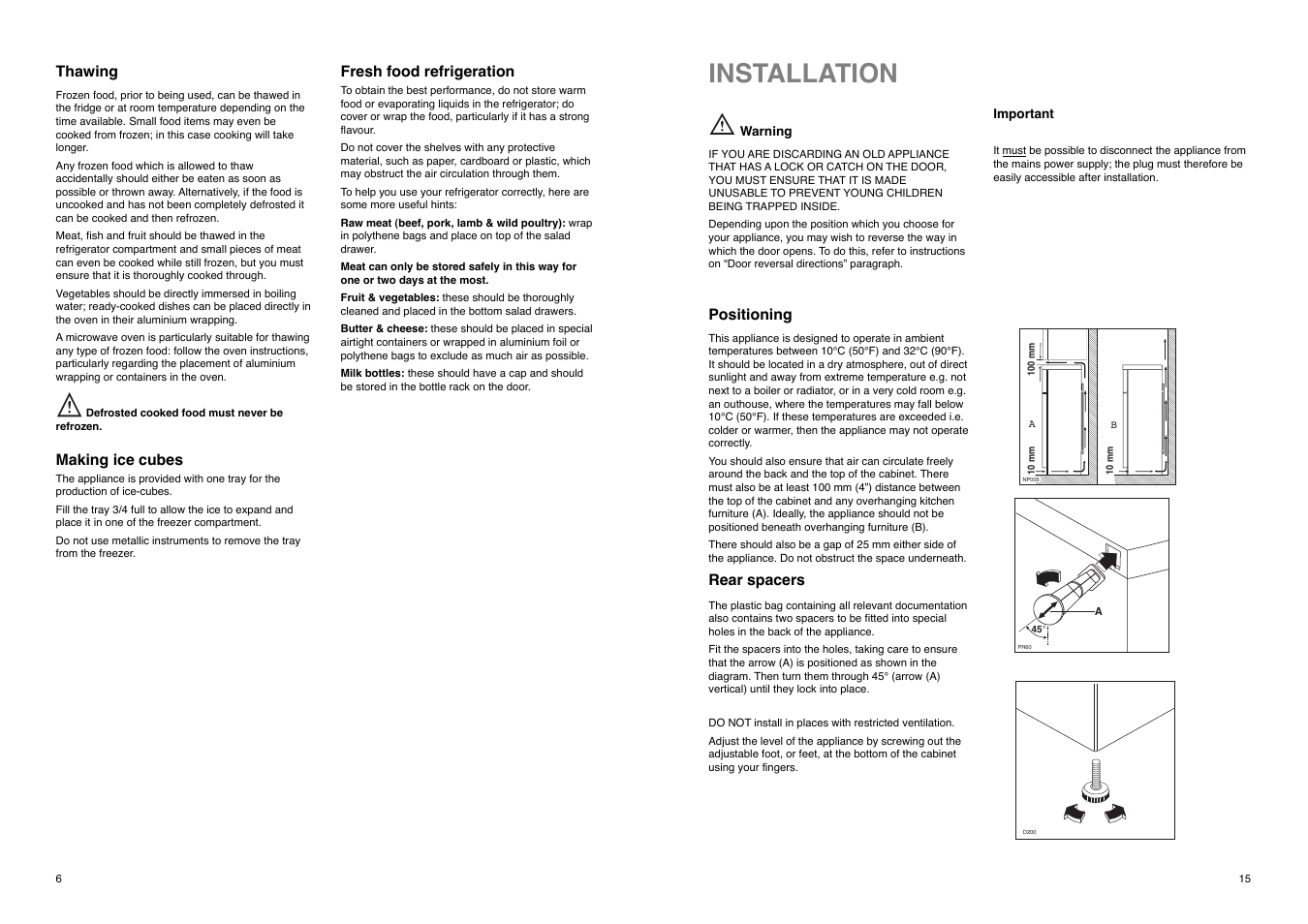 Installation | Tricity Bendix TB 180 TF User Manual | Page 6 / 20
