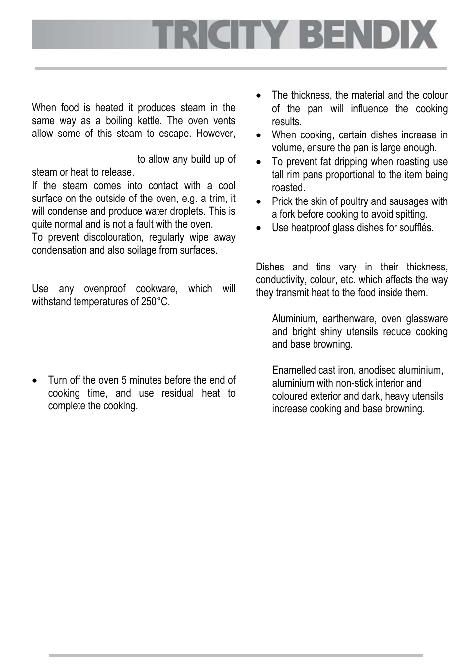 Hints and tips | Tricity Bendix SG211X User Manual | Page 13 / 32