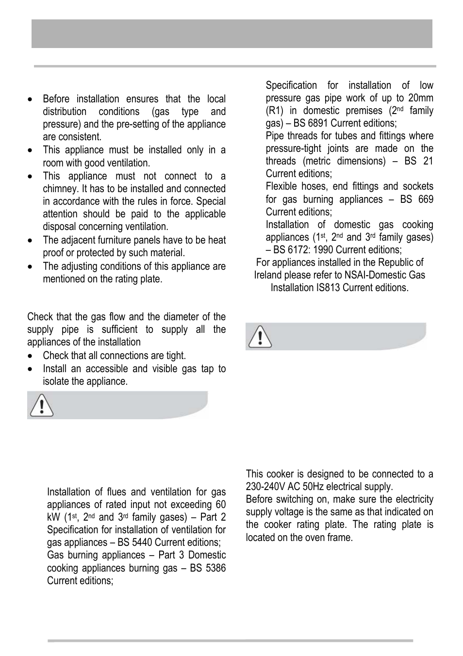 Advice for safety | Tricity Bendix SG211X User Manual | Page 20 / 32