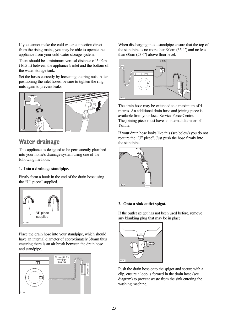 Water drainage | Tricity Bendix TBWM 1110 User Manual | Page 23 / 28