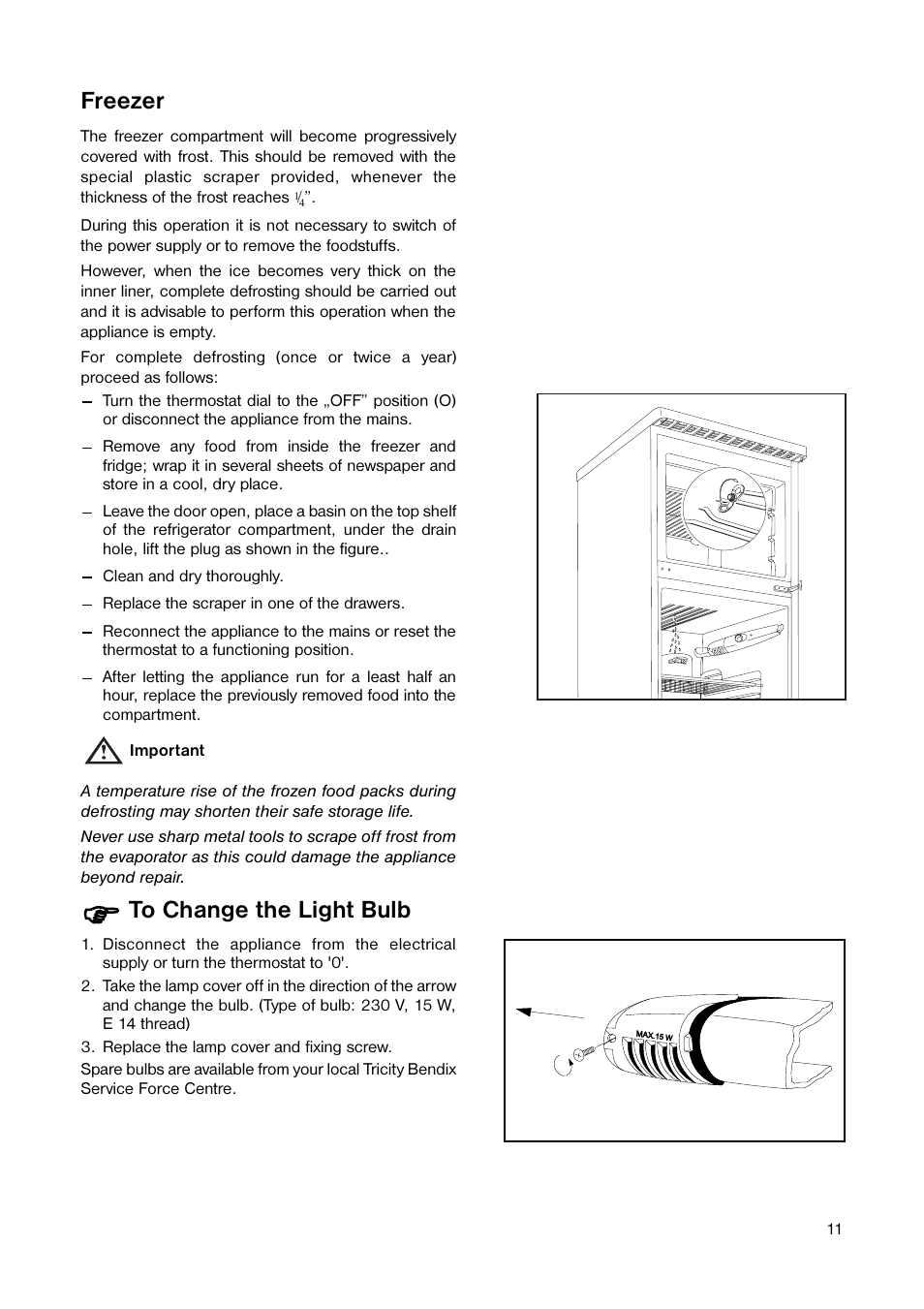 Freezer | Tricity Bendix TB 100 FF User Manual | Page 11 / 24