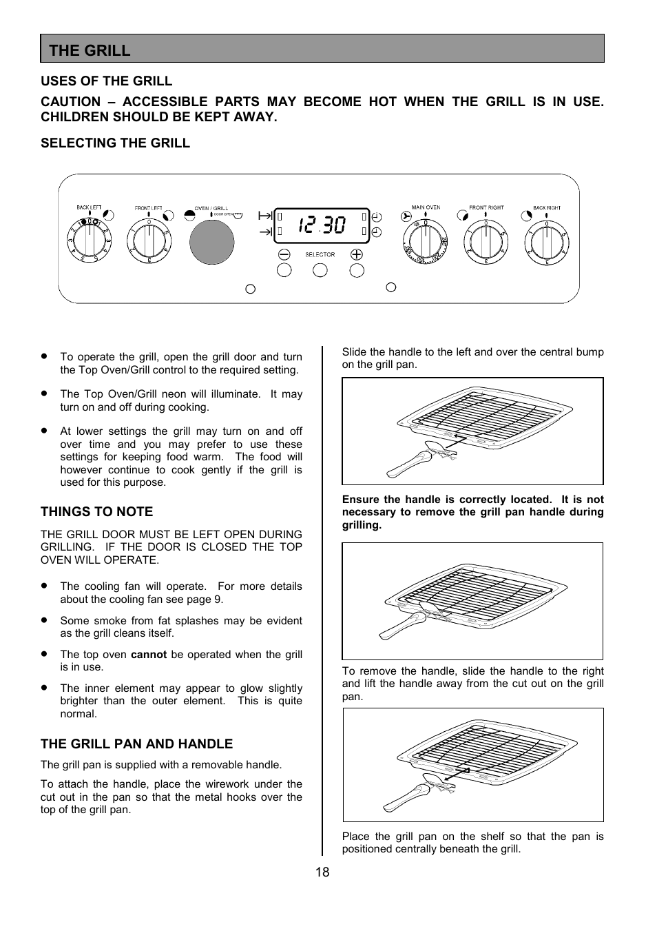 The grill | Tricity Bendix SIE555 User Manual | Page 18 / 36