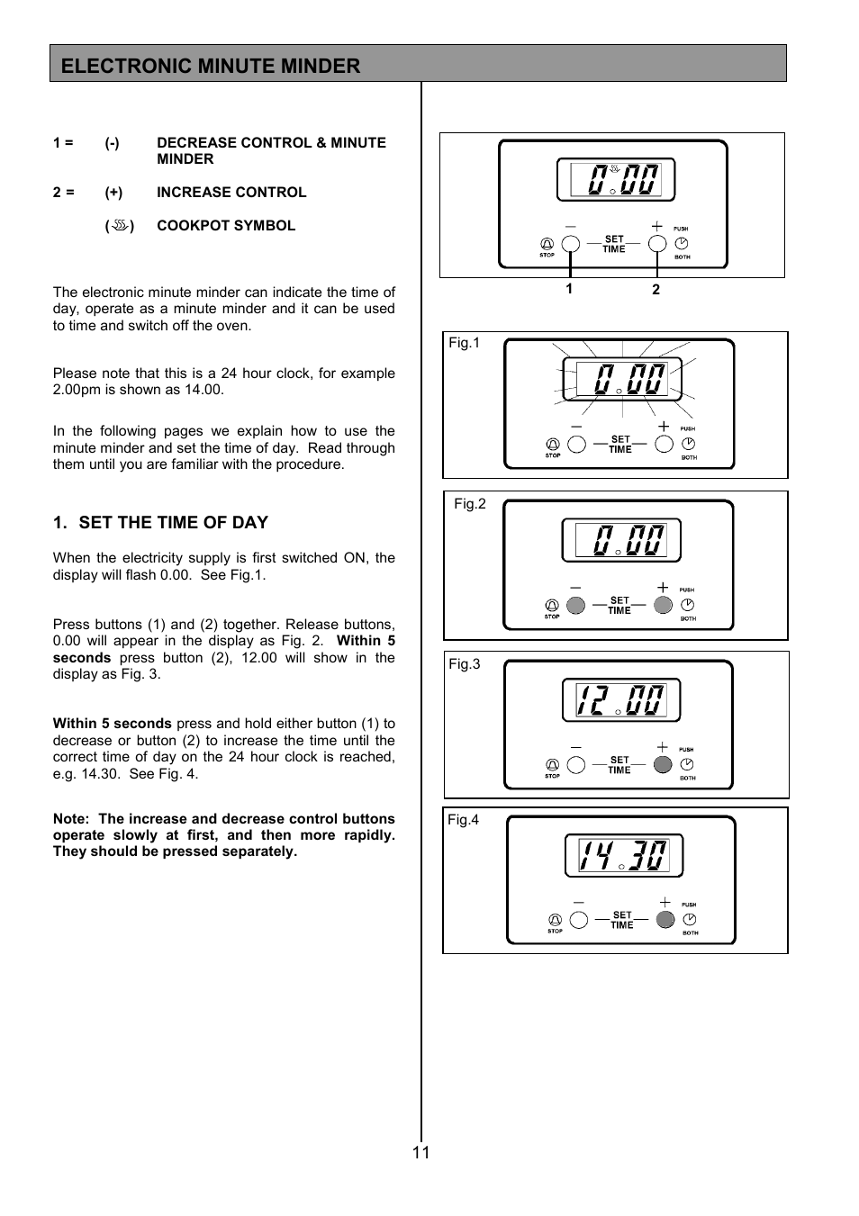 Electronic minute minder | Tricity Bendix SE326 User Manual | Page 11 / 32