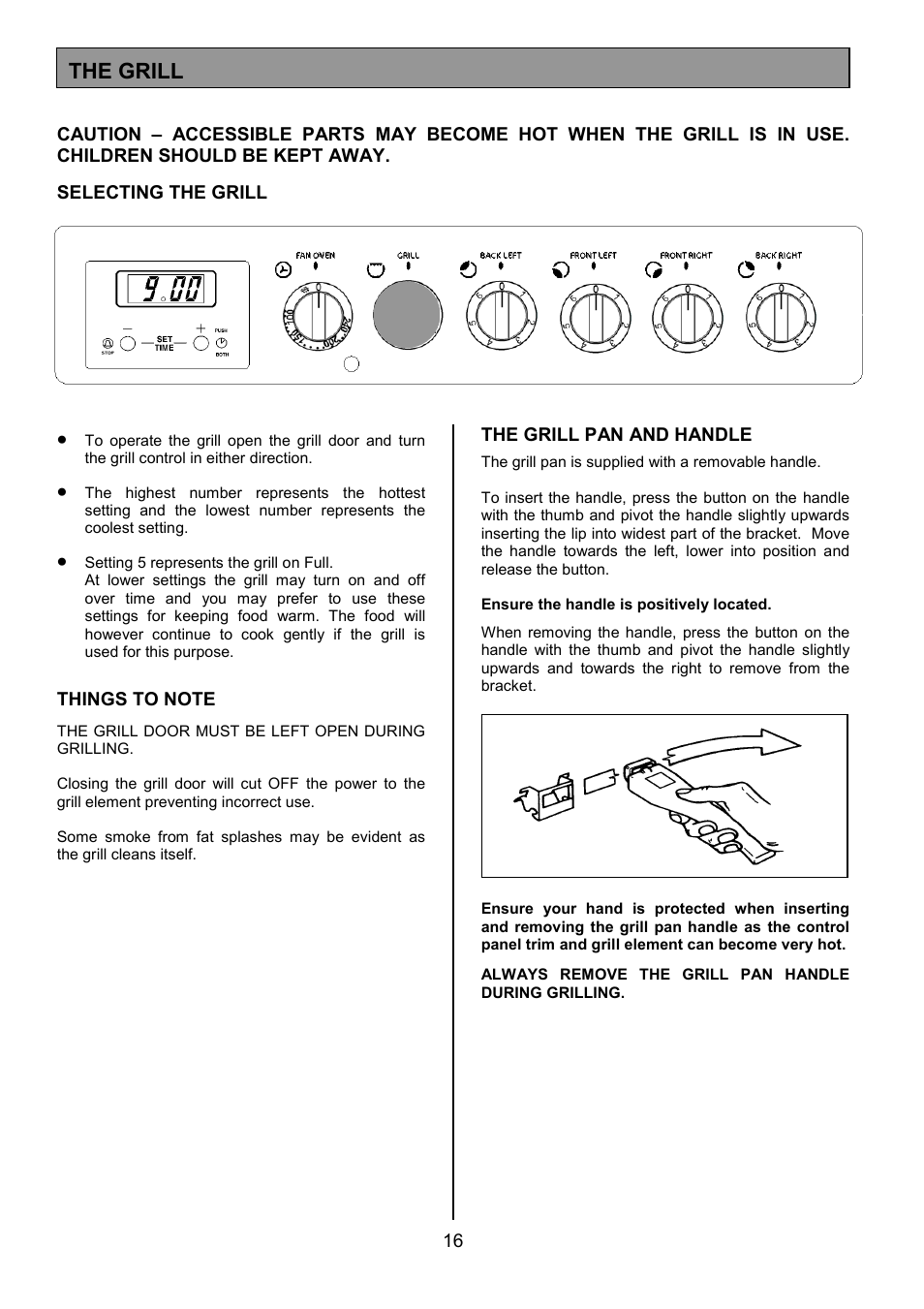 The grill | Tricity Bendix SE326 User Manual | Page 16 / 32