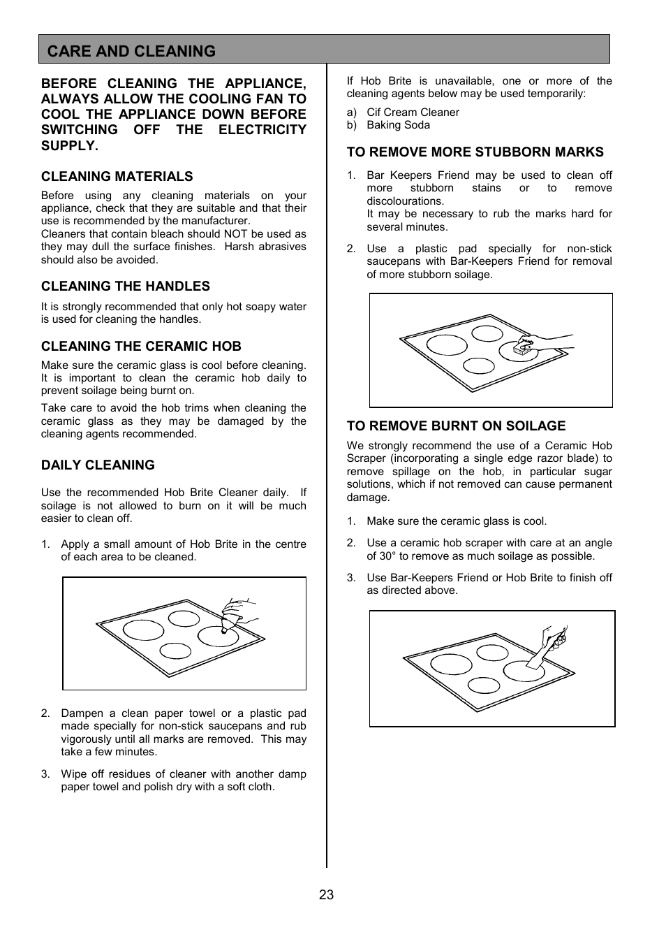 Care and cleaning | Tricity Bendix SE326 User Manual | Page 23 / 32