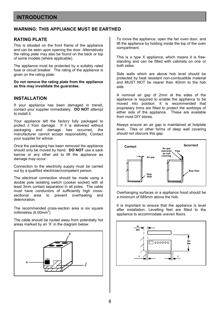 Introduction, Installation | Tricity Bendix SE326 User Manual | Page 8 / 32