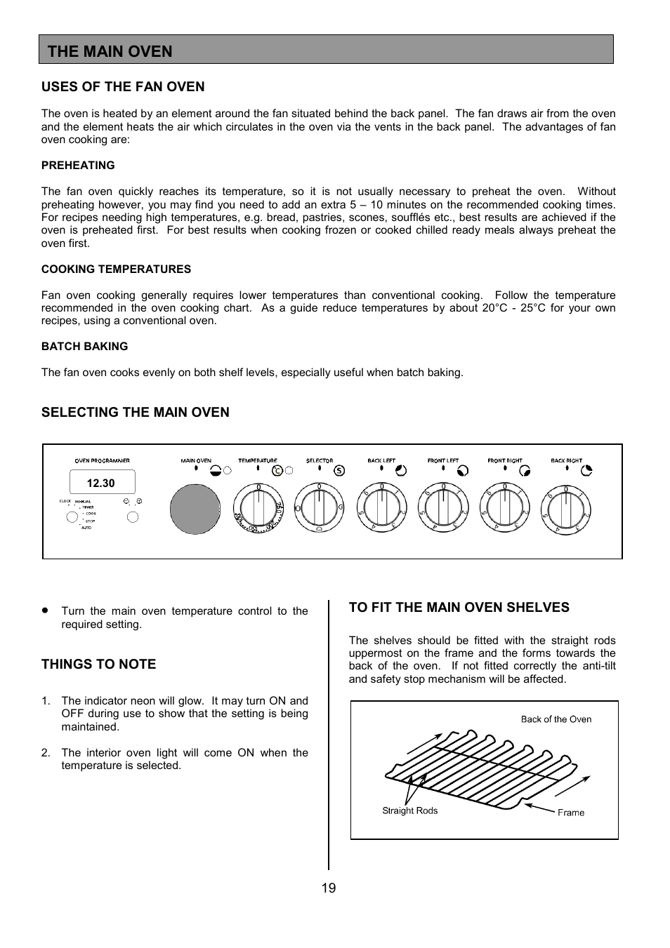 The main oven | Tricity Bendix SB463 User Manual | Page 19 / 32