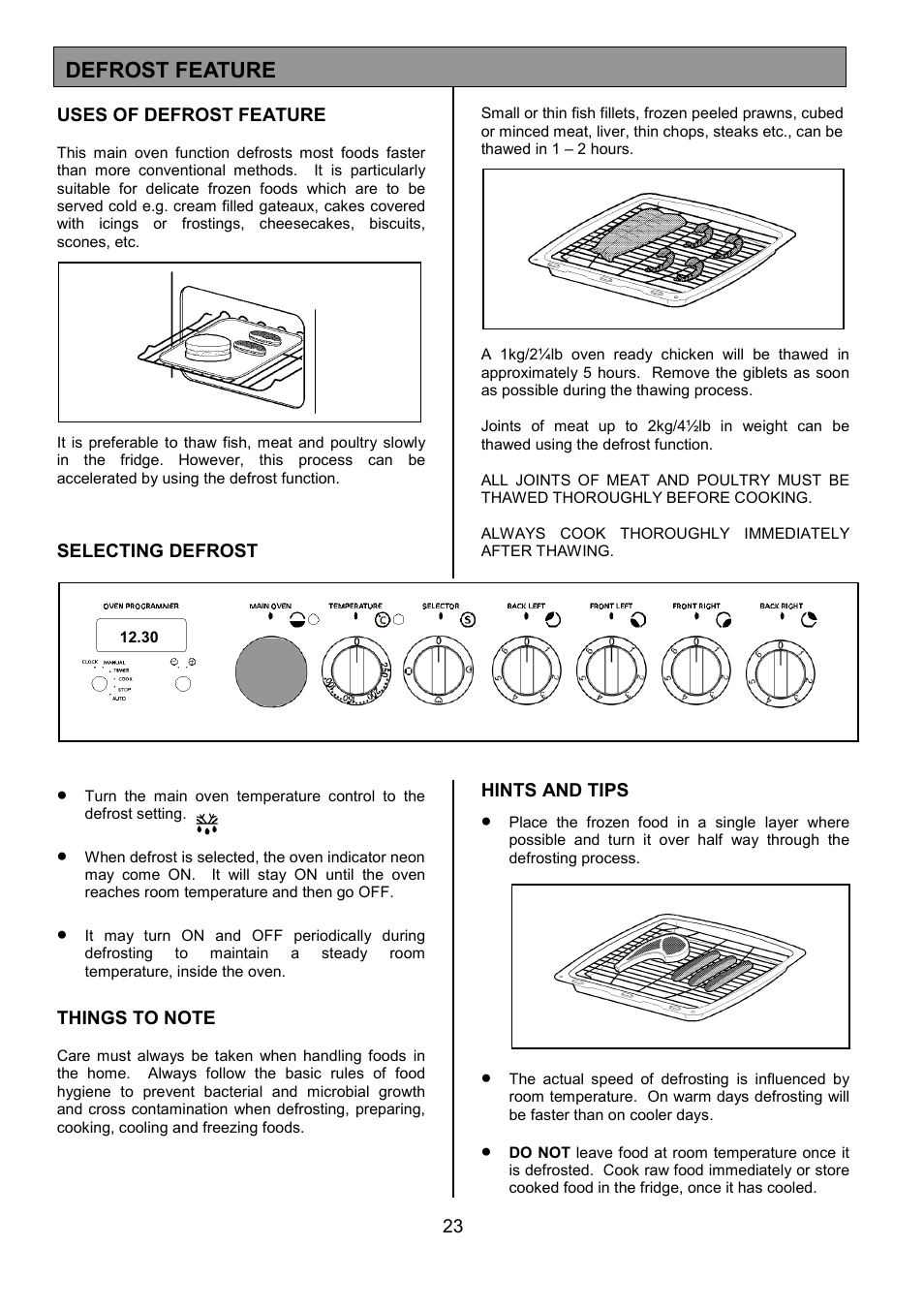 Defrost feature | Tricity Bendix SB463 User Manual | Page 23 / 32