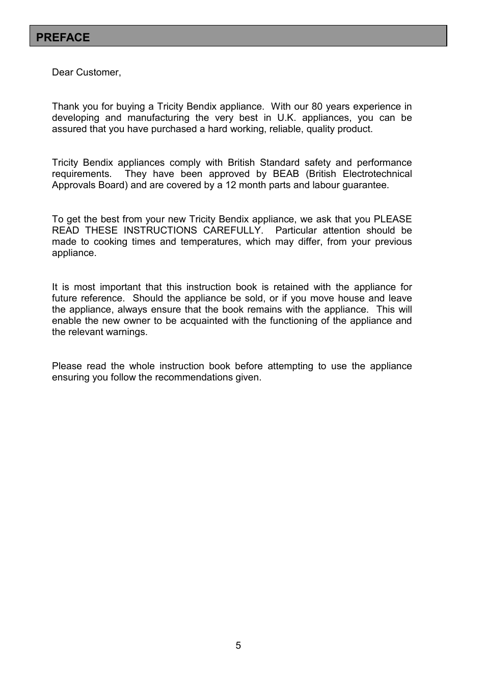 Tricity Bendix SB463 User Manual | Page 5 / 32