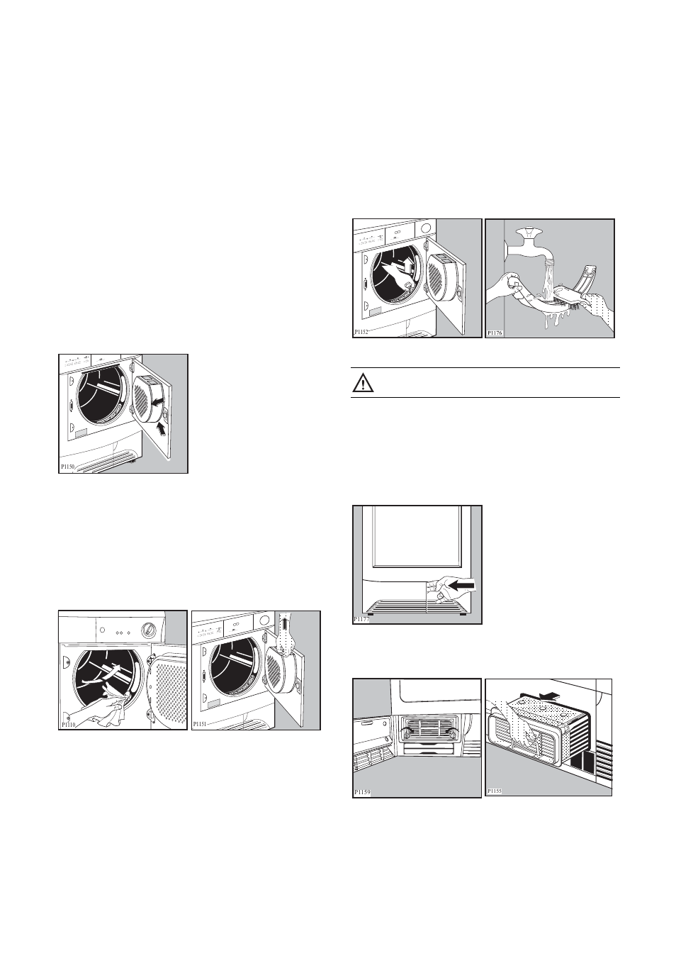 Maintenance and cleaning, External cleaning, Cleaning the door | Cleaning the filters, Cleaning the condenser unit | Tricity Bendix TM 321 W User Manual | Page 11 / 18