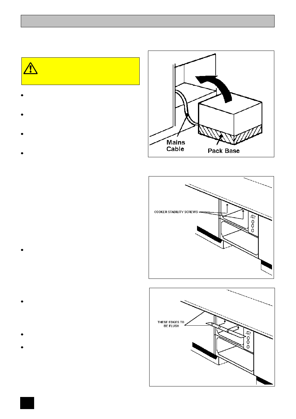 Installation instructions, Fitting into the space between cabinets | Tricity Bendix E 715 User Manual | Page 48 / 52