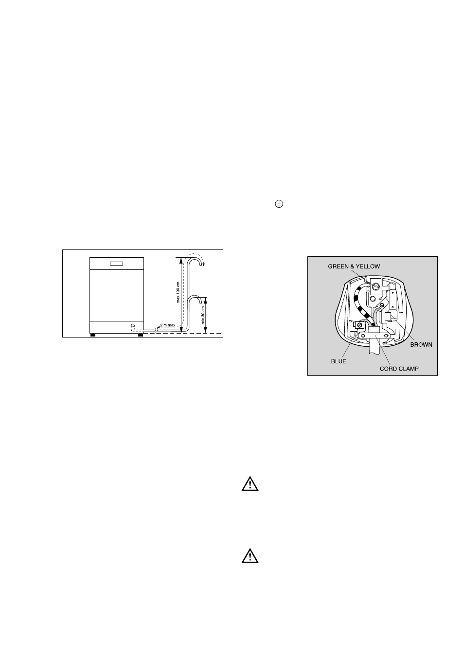 Water outlet hose connection, Electrical connection | Tricity Bendix TDS 200 User Manual | Page 20 / 24