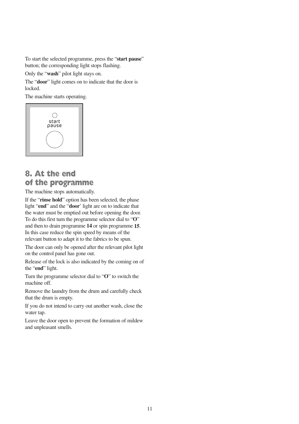 At the end of the programme | Tricity Bendix AW 1000 W User Manual | Page 11 / 28