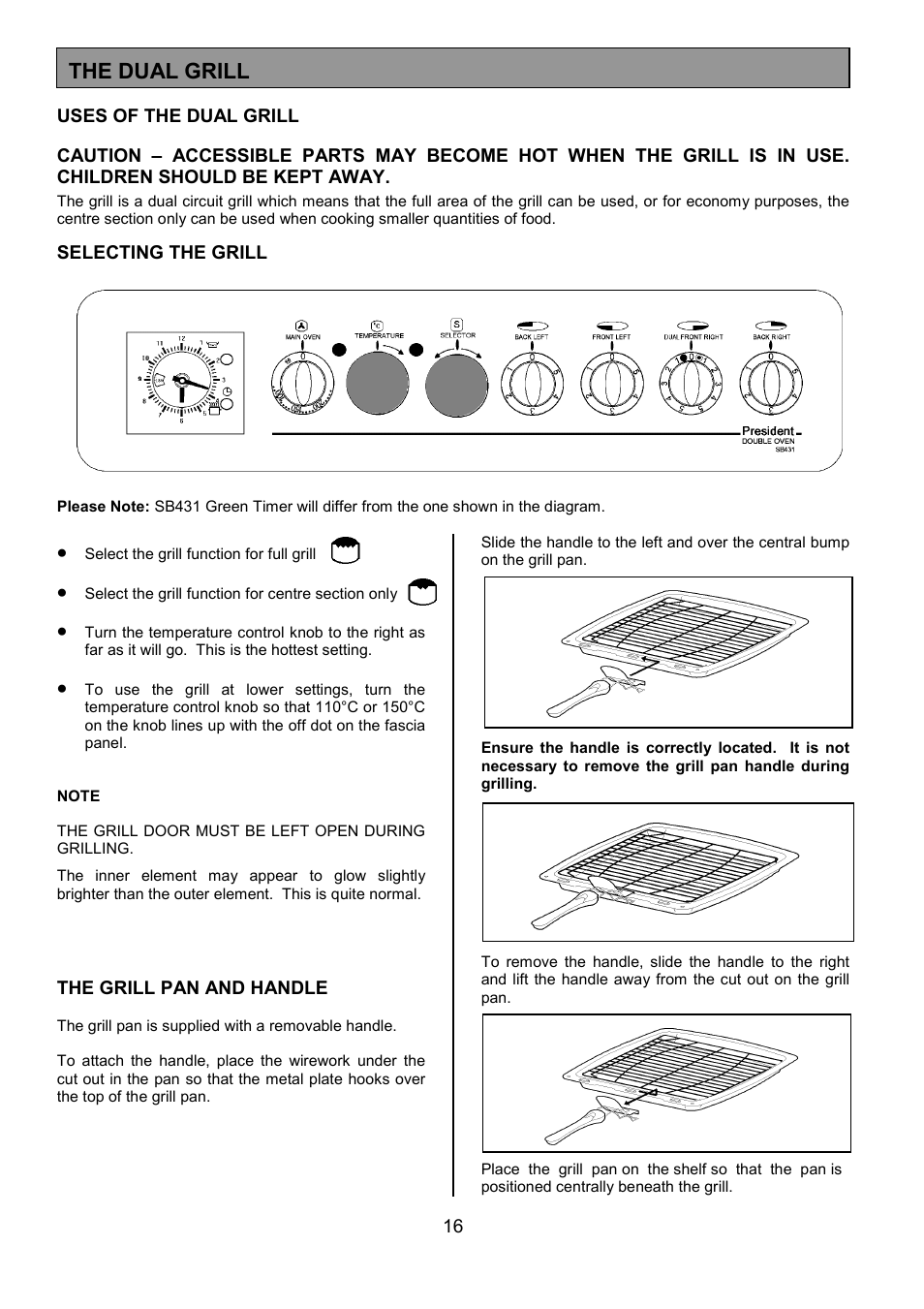 The dual grill | Tricity Bendix SB431 User Manual | Page 16 / 32