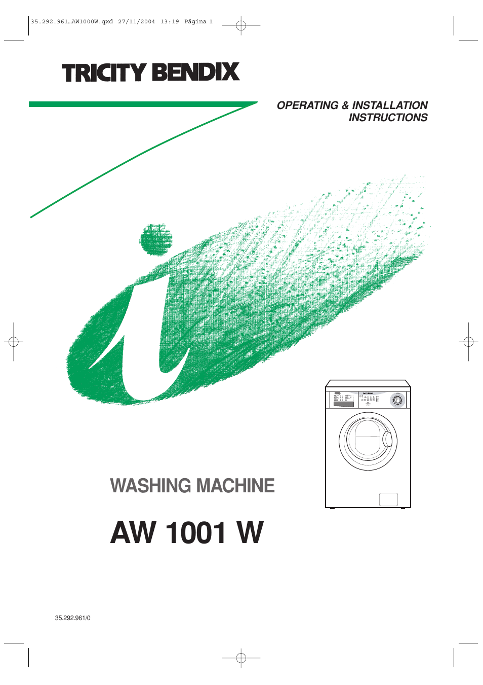 Tricity Bendix AW 1001 W User Manual | 28 pages