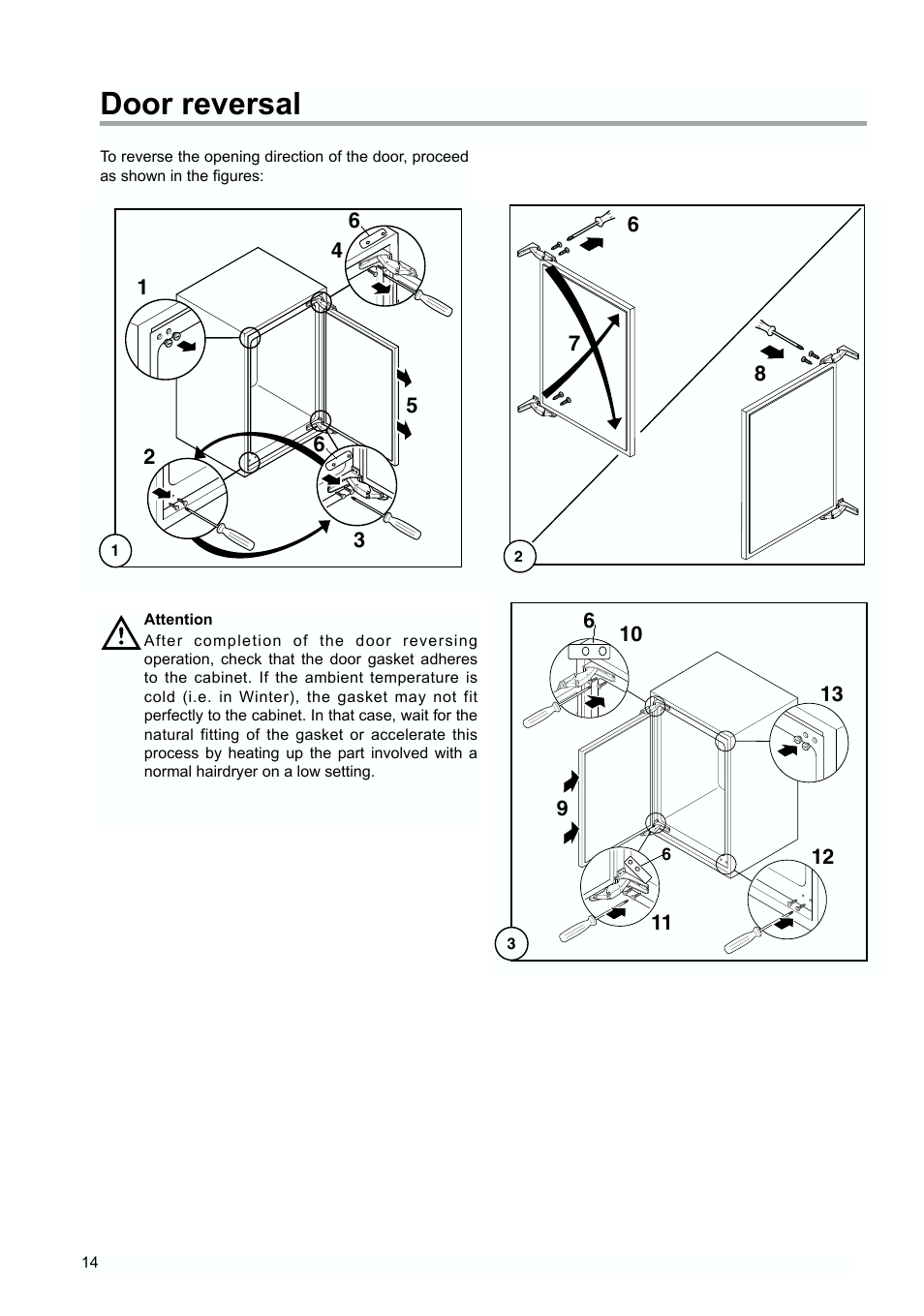 Door reversal | Tricity Bendix TBUF 100 User Manual | Page 14 / 20