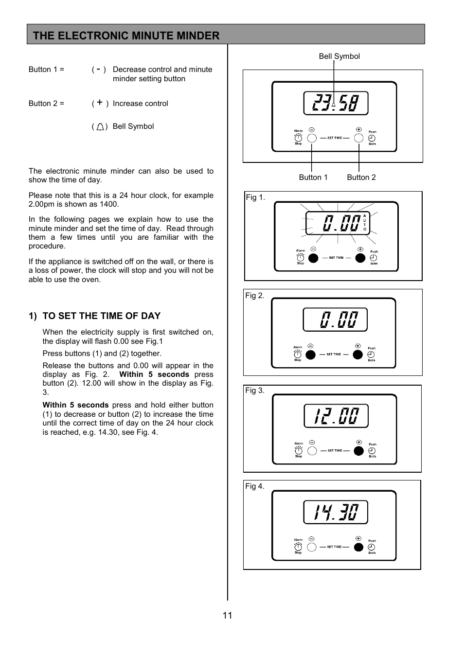 The electronic minute minder | Tricity Bendix SE424 User Manual | Page 11 / 32