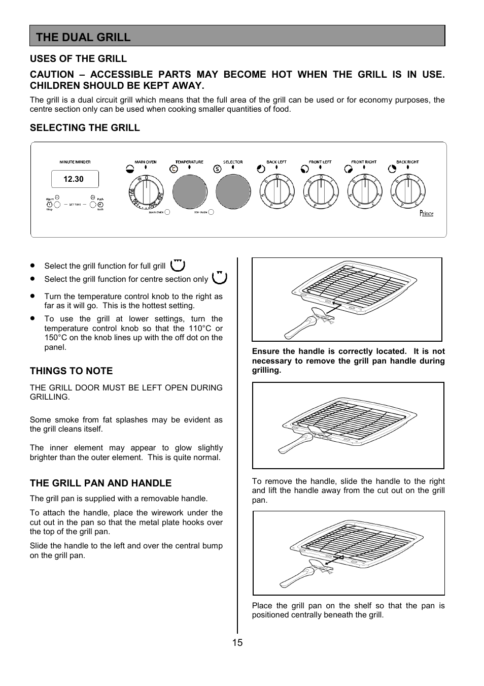 The dual grill | Tricity Bendix SE424 User Manual | Page 15 / 32