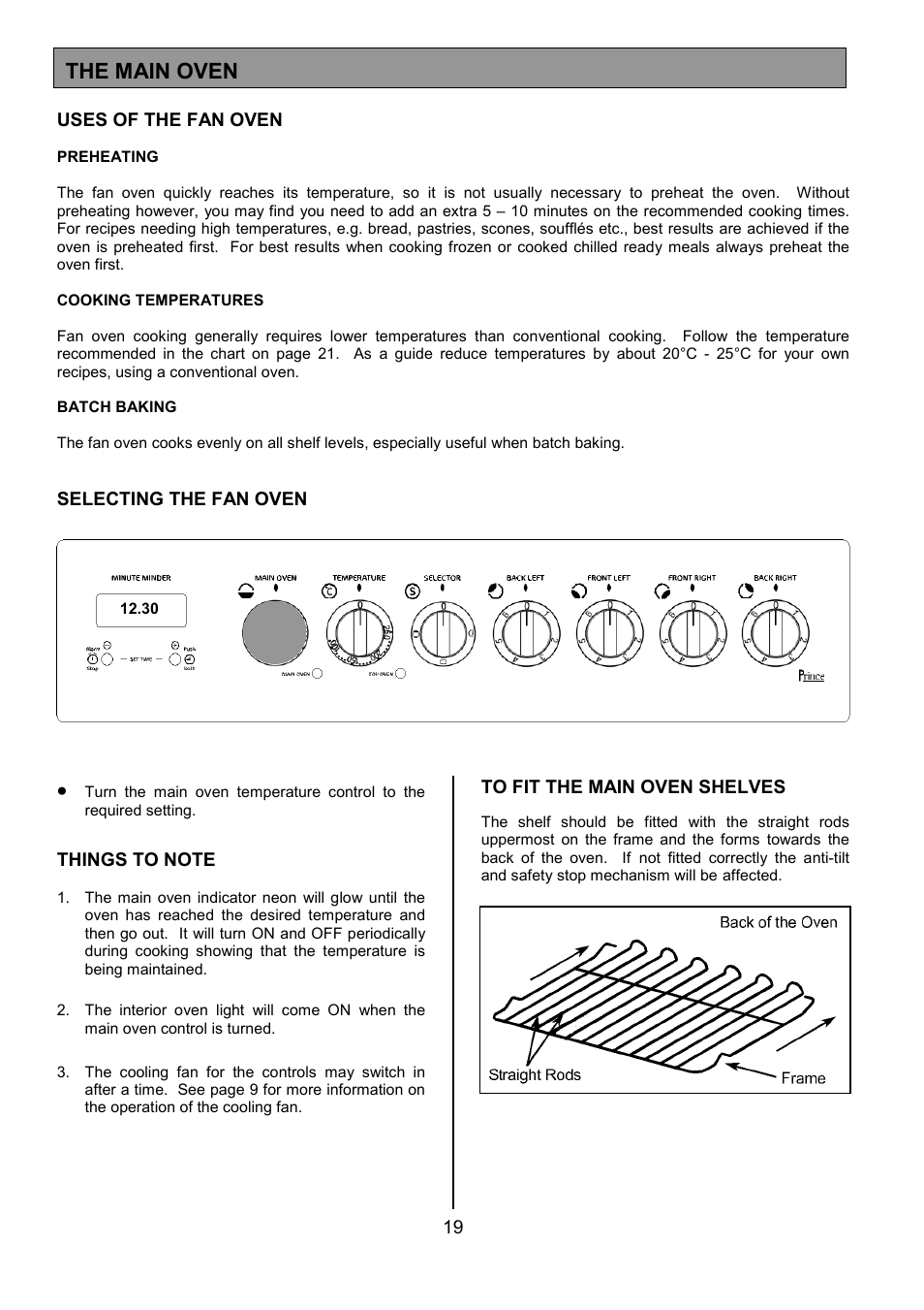 The main oven | Tricity Bendix SE424 User Manual | Page 19 / 32