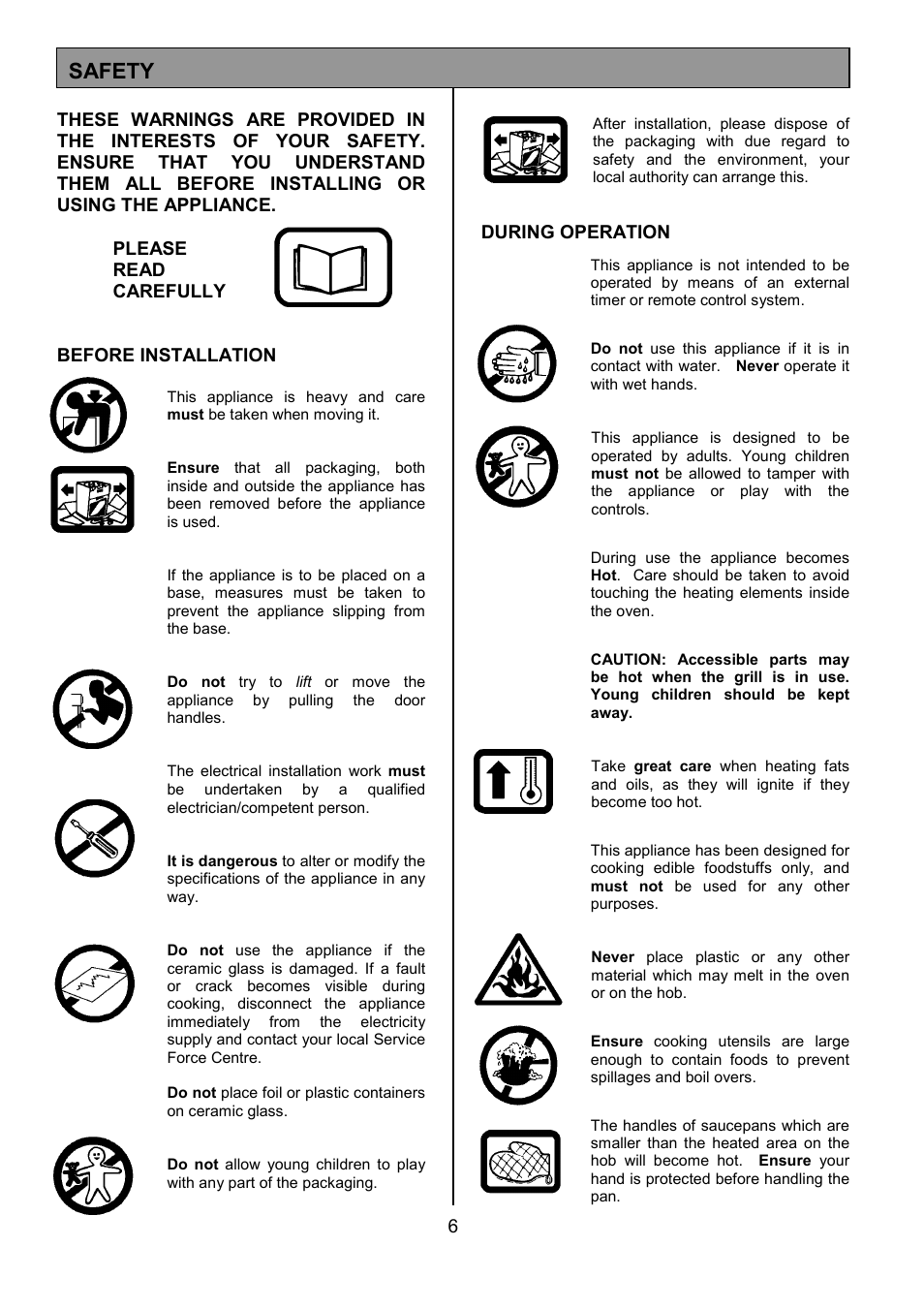 Safety | Tricity Bendix SE424 User Manual | Page 6 / 32