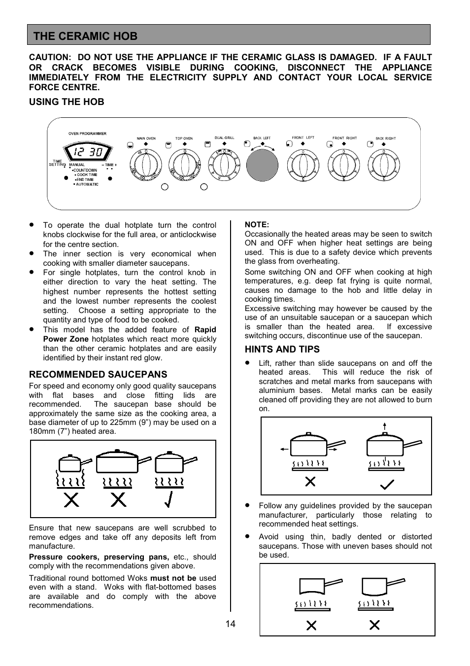 The ceramic hob | Tricity Bendix SIE533 User Manual | Page 14 / 32