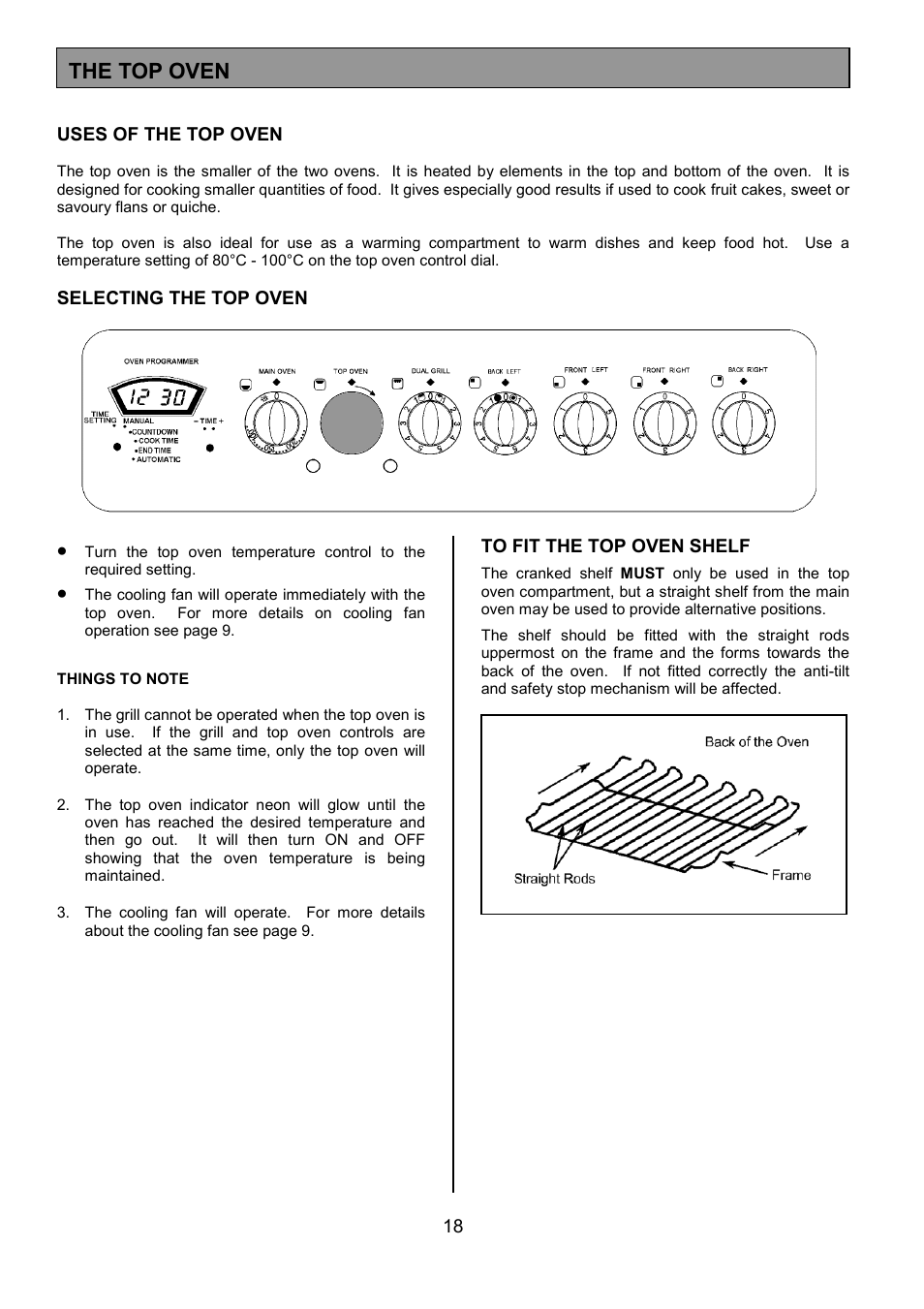 The top oven | Tricity Bendix SIE533 User Manual | Page 18 / 32