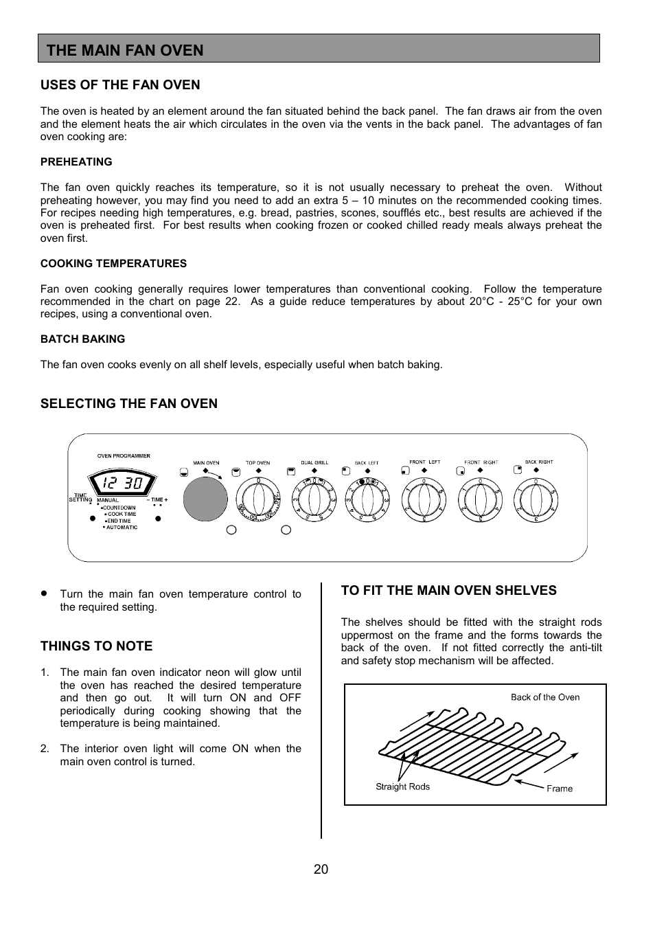 The main fan oven | Tricity Bendix SIE533 User Manual | Page 20 / 32