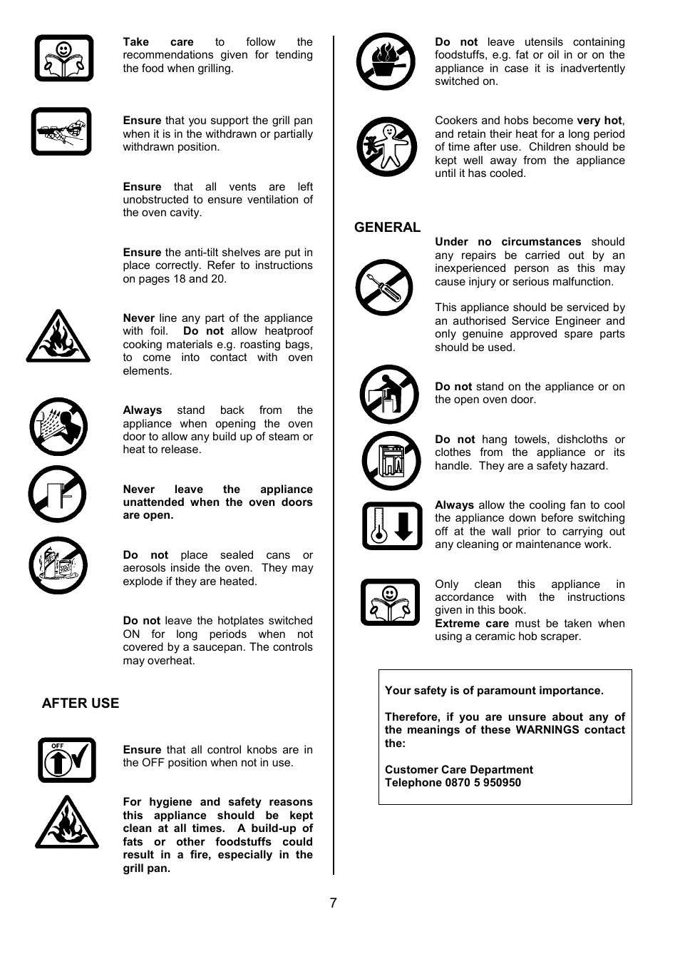 After use, General | Tricity Bendix SIE533 User Manual | Page 7 / 32