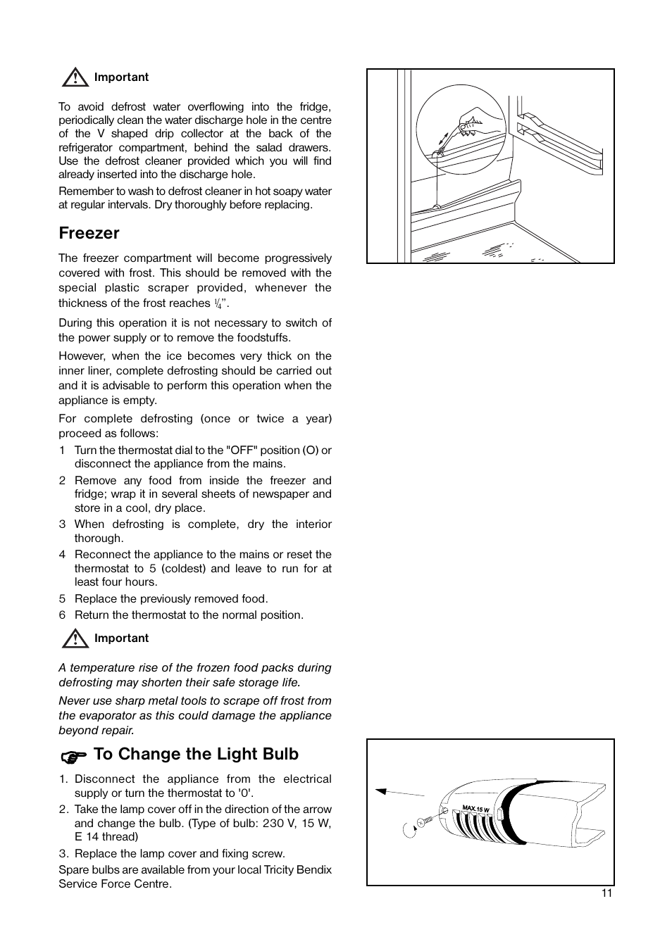 Freezer | Tricity Bendix TB 110 FF User Manual | Page 11 / 20