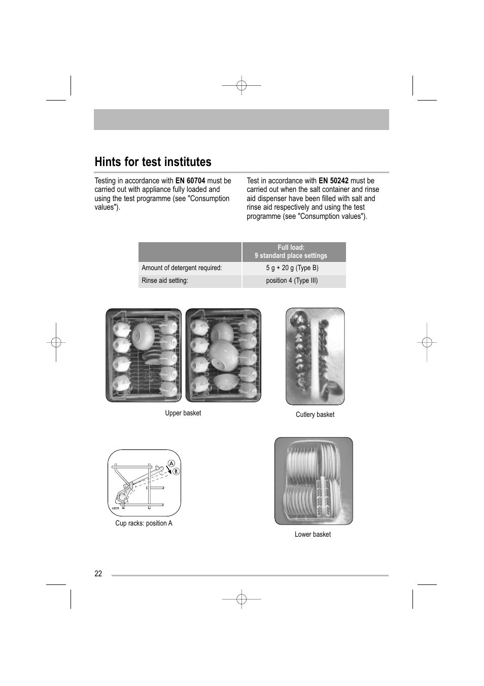 Hints for test institutes | Tricity Bendix TBDW 32 User Manual | Page 22 / 32