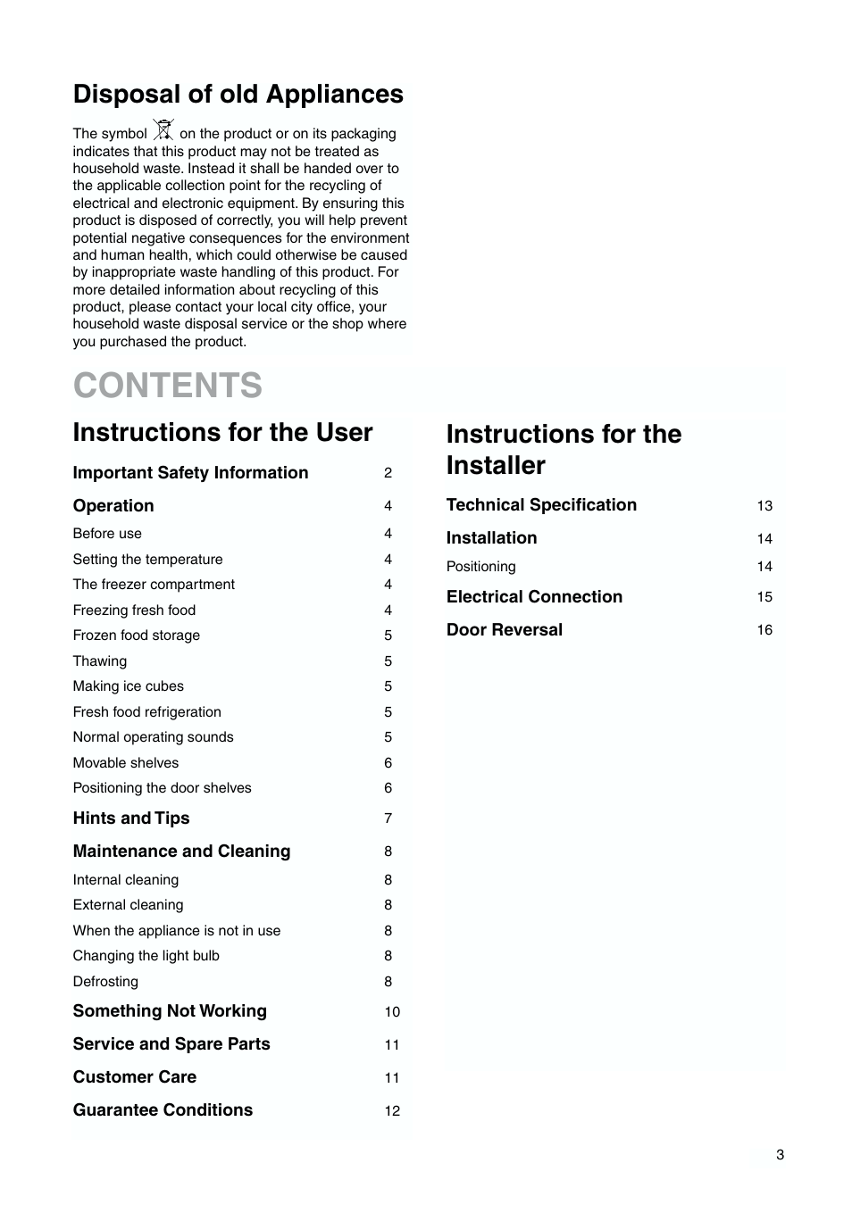 Tricity Bendix TBFF 55 User Manual | Page 3 / 20