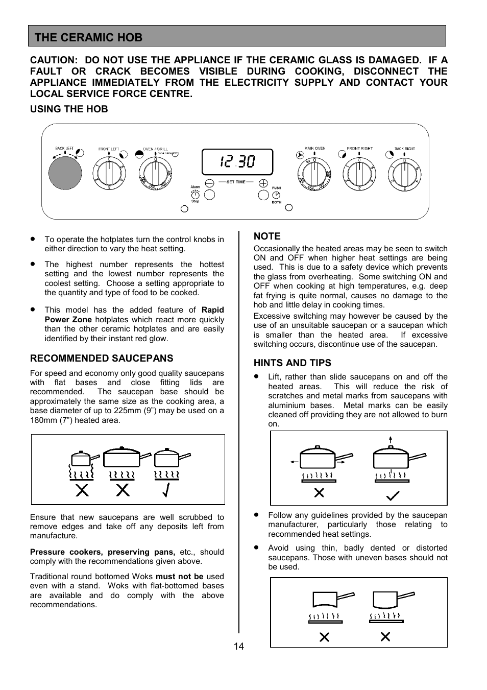 The ceramic hob | Tricity Bendix SIE554 User Manual | Page 14 / 32