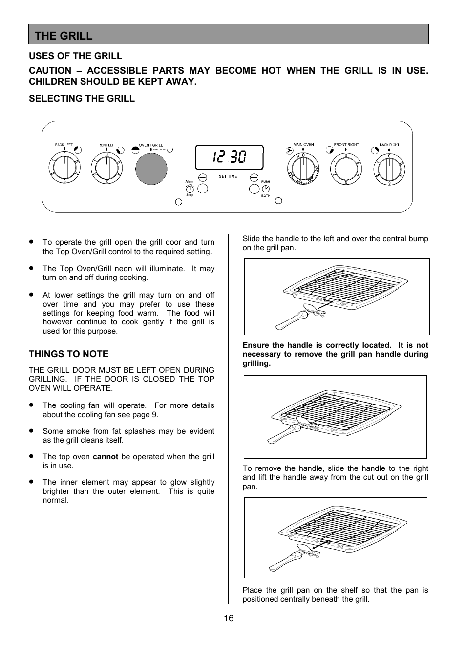 The grill | Tricity Bendix SIE554 User Manual | Page 16 / 32